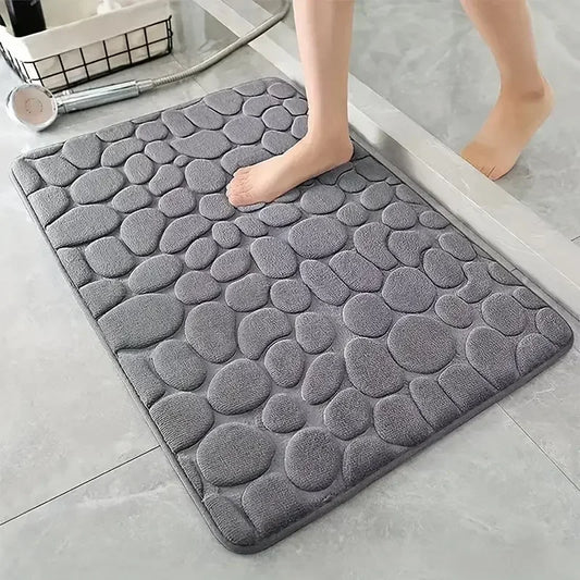 Luxurious 3D Embossed Non-Slip Cobblestone Bathroom Mat