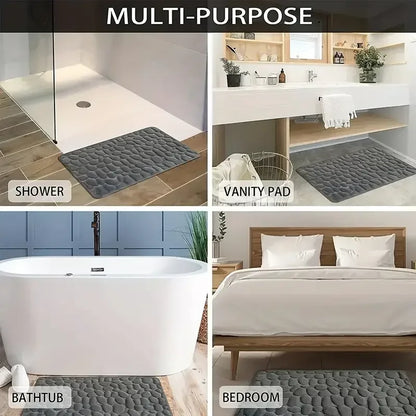 Luxurious 3D Embossed Non-Slip Cobblestone Bathroom Mat