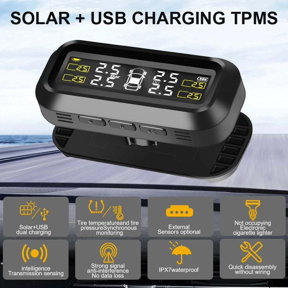 Eco-Friendly Premium Solar Power Tyre Pressure Monitor