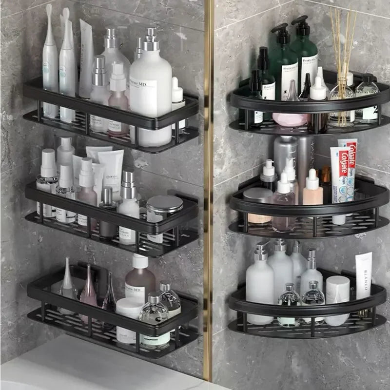 Premium Modern Matte Black Bathroom Shelves