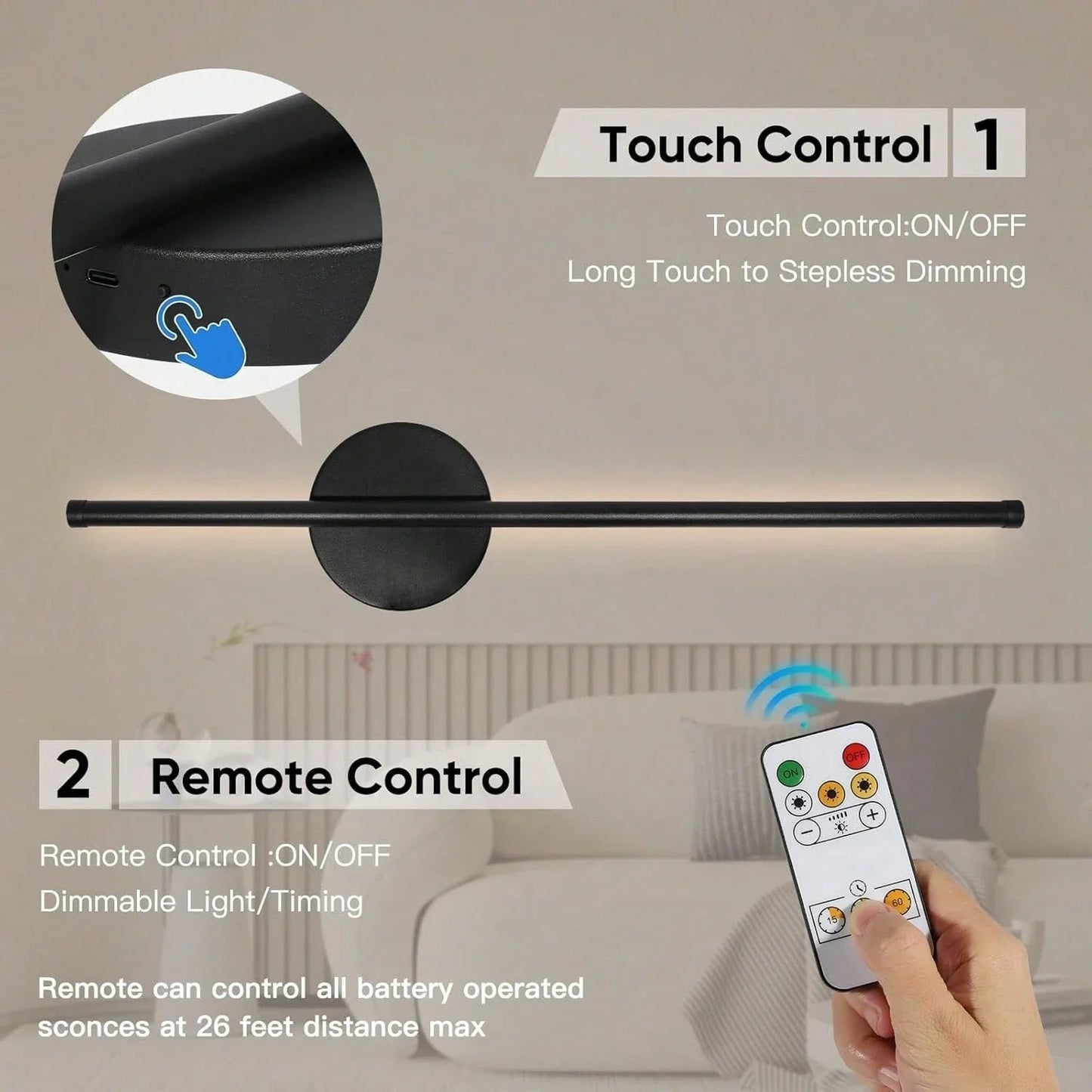 Smart Touch Rechargeable Magnetic Luxury Wall Lamp