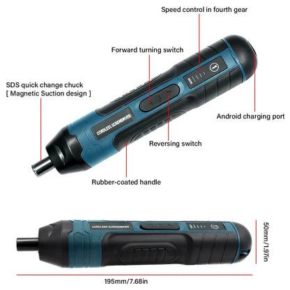 Premium Ergonomic Rechargeable Cordless Electric Screwdriver Set