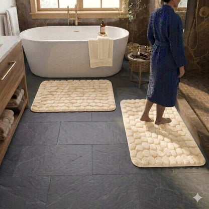 Luxurious 3D Embossed Non-Slip Cobblestone Bathroom Mat