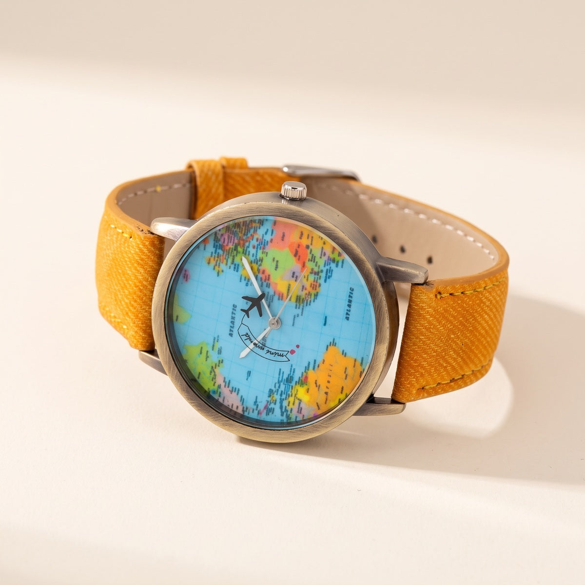 Yellow Skybound World Map Watch